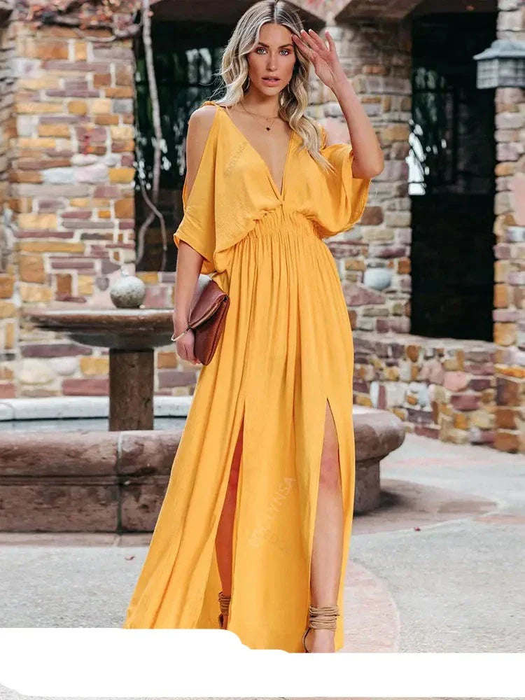 Gele Maxi-Zomerjurk voor Vrouwen