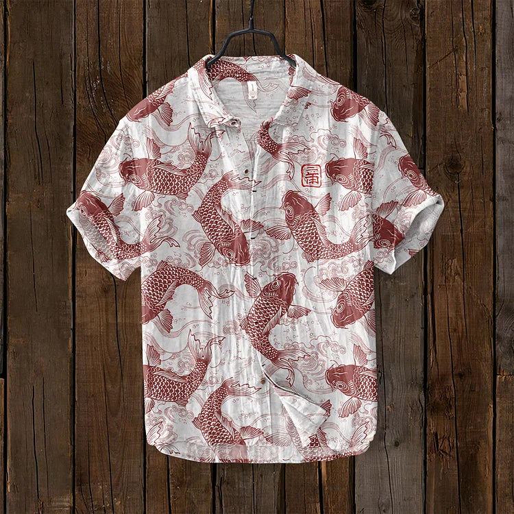 Trendy Overhemd met Japanse Print voor Mannen