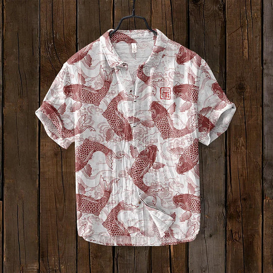 Trendy Overhemd met Japanse Print voor Mannen
