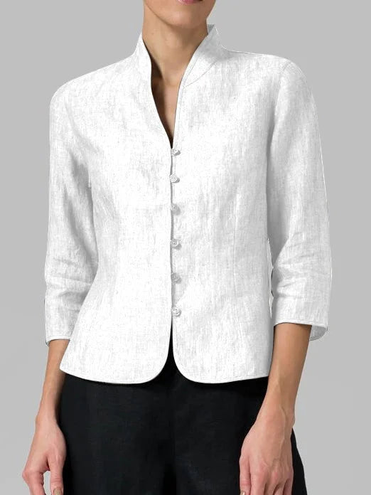 Stijlvolle Blouse met Knopen en 3/4 Mouwen voor Vrouwen