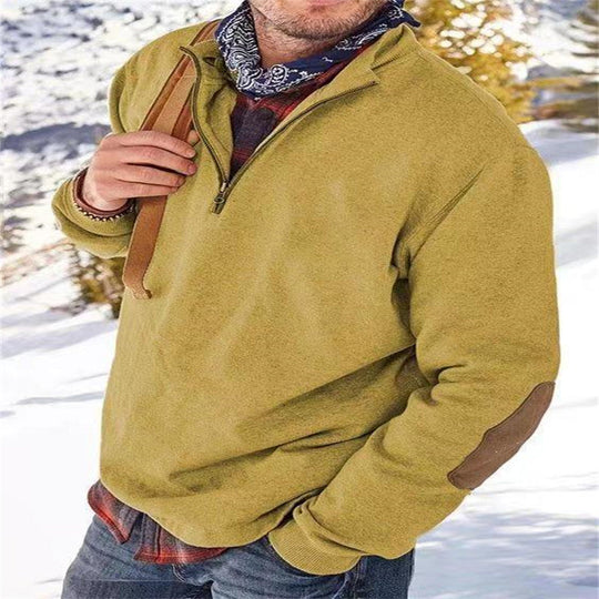 Casual Half-Zip Trui met Elleboogpatches voor Mannen