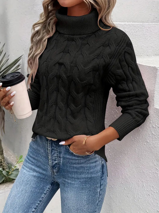 Klassieke Kabelgebreide Turtleneck Trui voor Vrouwen