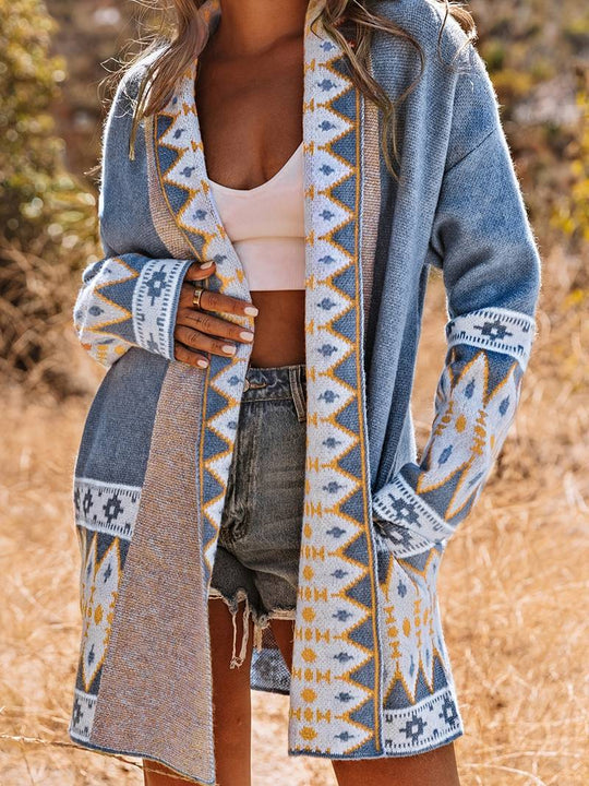 Bohemian Open Cardigan met Aztec-Print voor Vrouwen