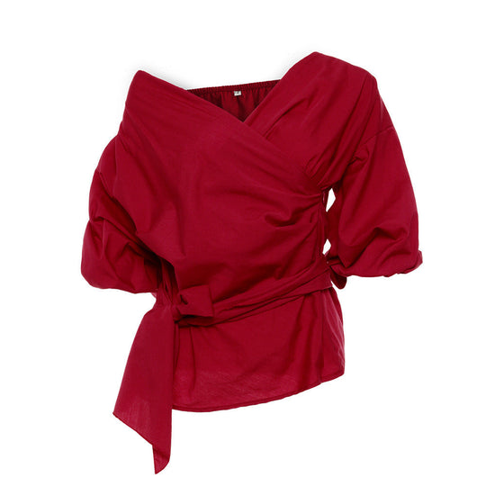 Stijlvolle Gekruiste Kanten Gewaadblouse voor Vrouwen