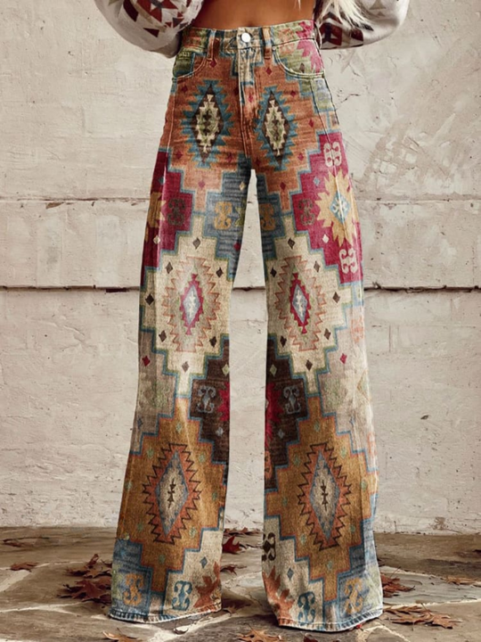 Boho Vintage Wijde Broek voor Vrouwen