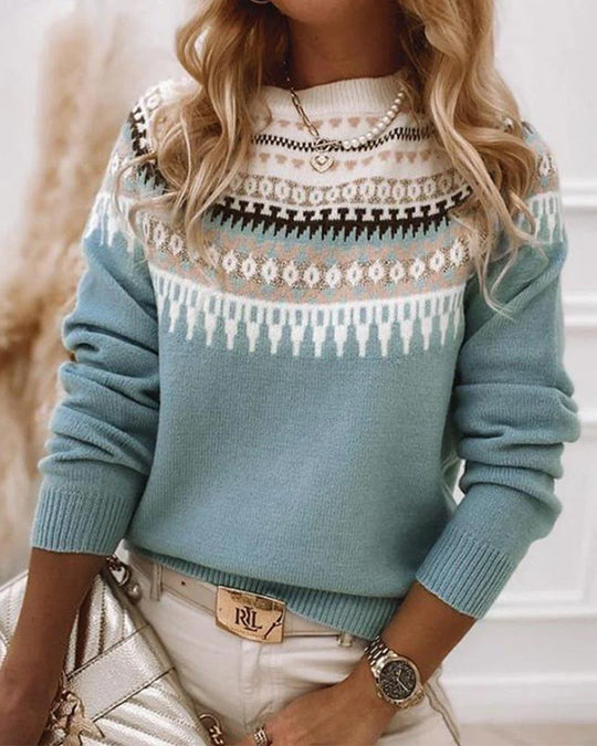 Trendy Gebreide Trui met Scandinavisch Patroon voor Vrouwen
