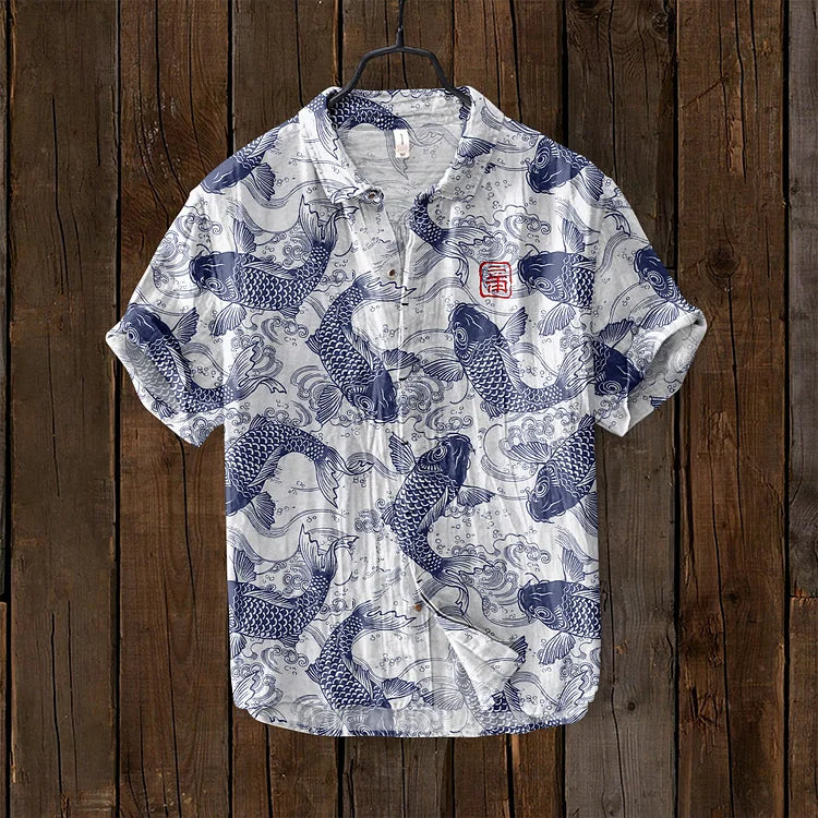 Trendy Overhemd met Japanse Print voor Mannen