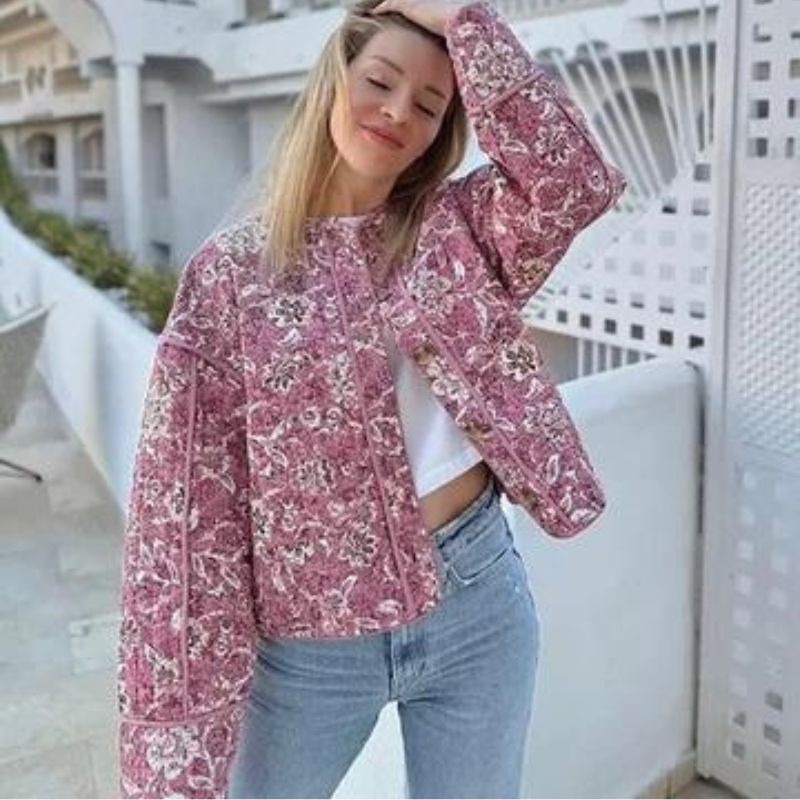 Bloemenprint Gewatteerde Jas voor Vrouwen