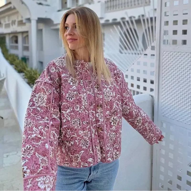 Bloemenprint Gewatteerde Jas voor Vrouwen