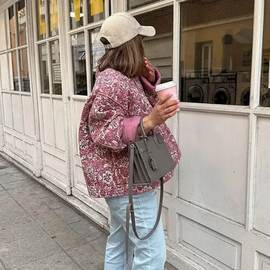 Bloemenprint Gewatteerde Jas voor Vrouwen