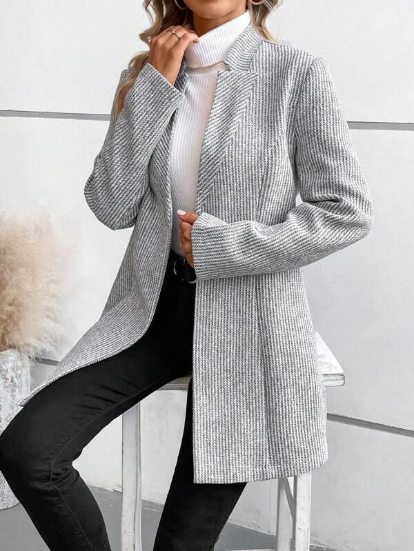 Elegante Geribbelde Blazer voor Vrouwen