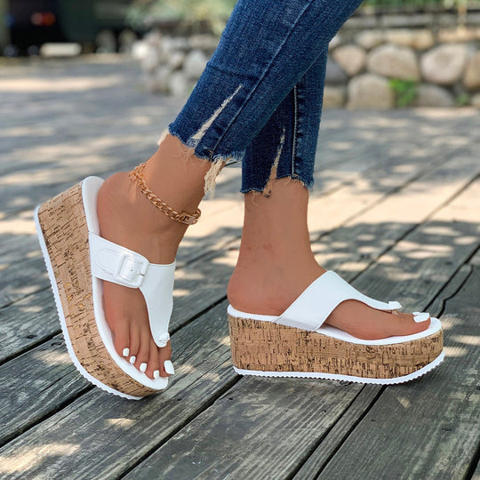 Witte Kurk Sleehak Sandalen voor Vrouwen