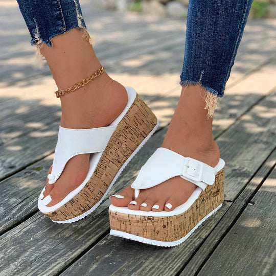 Witte Kurk Sleehak Sandalen voor Vrouwen