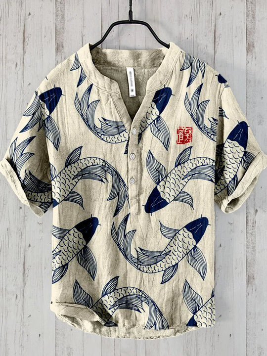 Trendy Overhemd met Japanse Print voor Mannen
