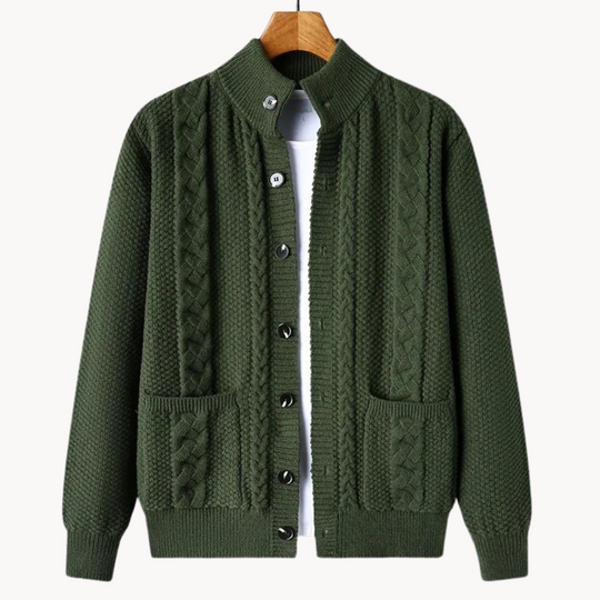 Gebreid Vest met Kabelpatroon en Knoopsluiting voor Mannen