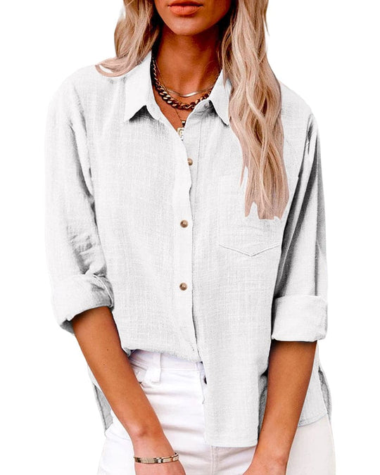 Elegante Lange Mouwen Blouse met Zak voor Vrouwen