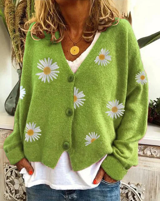 Gebreide Cardigan met Bloemenprint voor Vrouwen