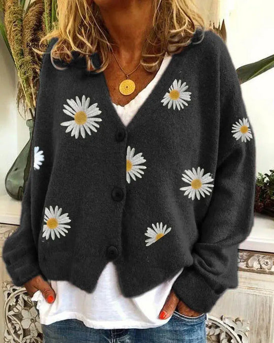 Gebreide Cardigan met Bloemenprint voor Vrouwen