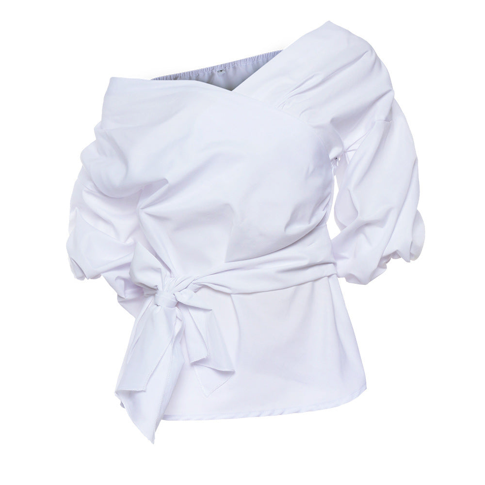 Stijlvolle Gekruiste Kanten Gewaadblouse voor Vrouwen