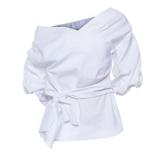 Stijlvolle Gekruiste Kanten Gewaadblouse voor Vrouwen