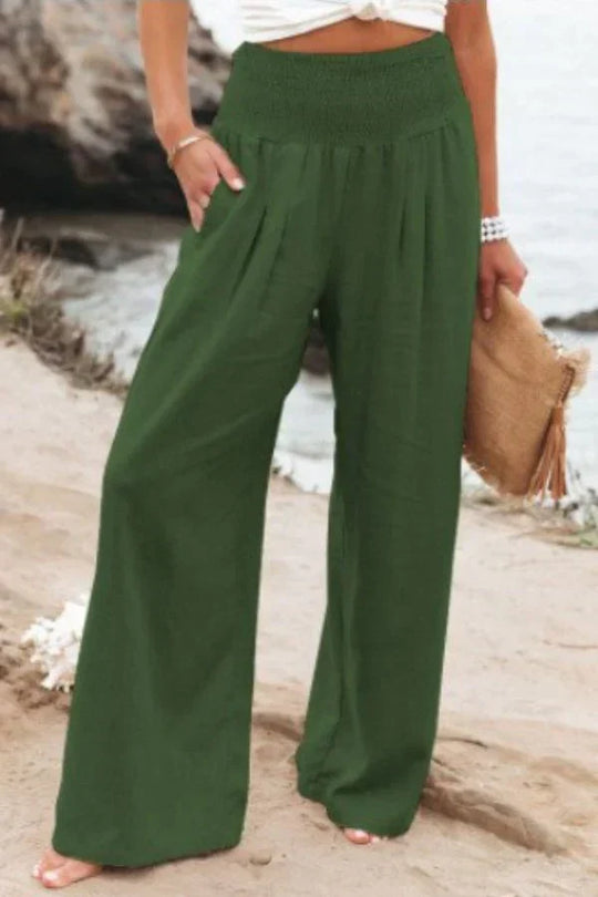 Elegante Katoen-Linnen Wijde-Pijpen Broek voor Vrouwen