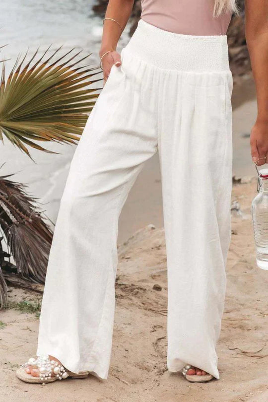 Elegante Katoen-Linnen Wijde-Pijpen Broek voor Vrouwen