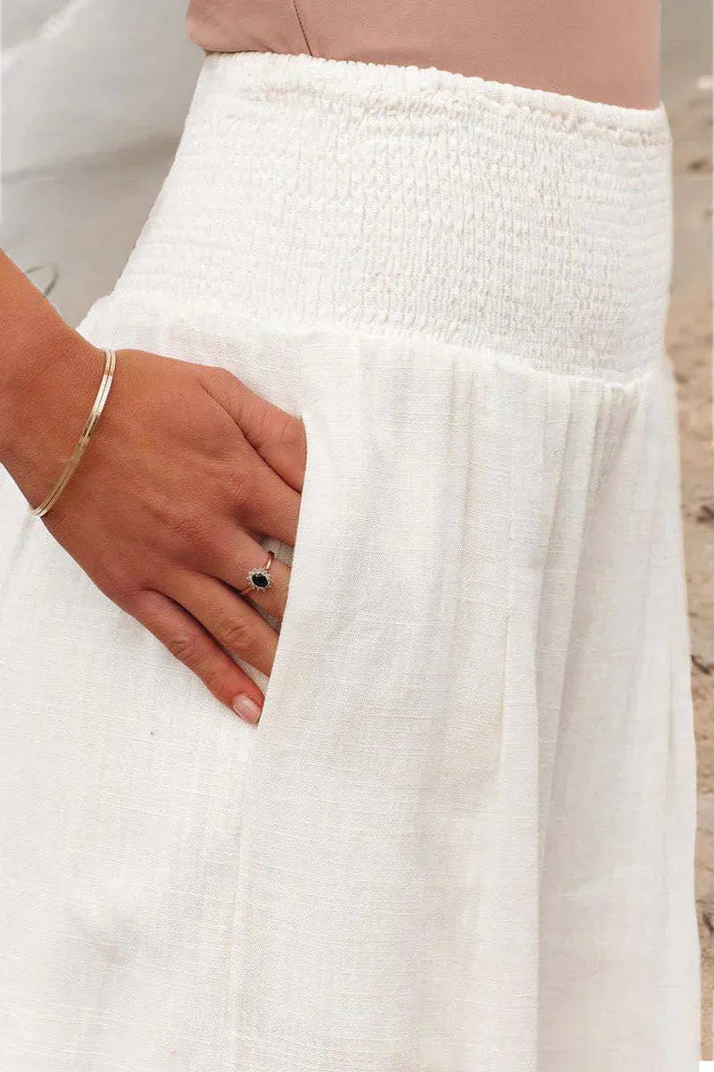 Elegante Katoen-Linnen Wijde-Pijpen Broek voor Vrouwen