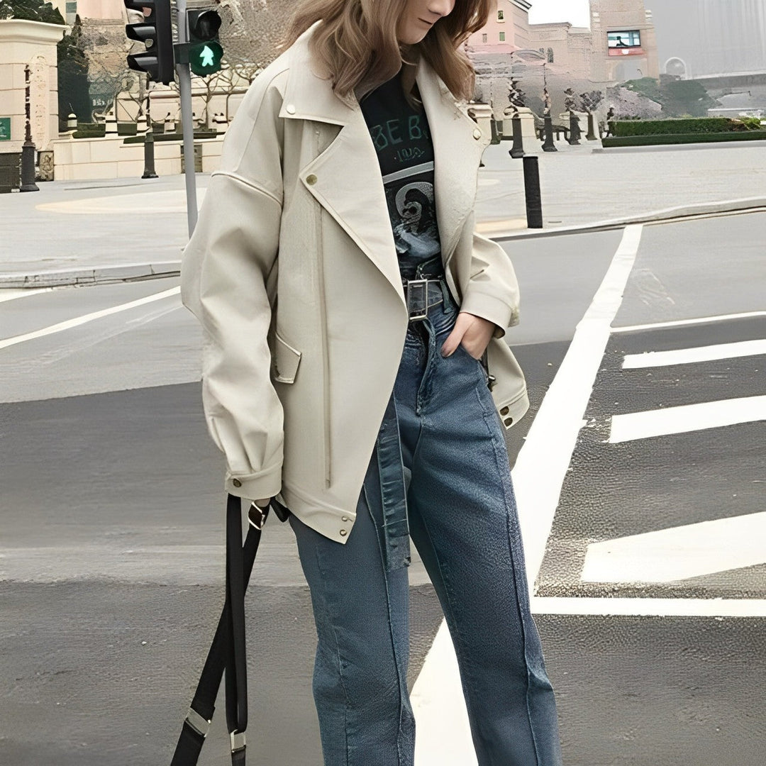 Trendy Oversized Bikerjas voor Vrouwen
