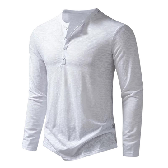 Casual Henley Shirt met Lange Mouwen voor Mannen
