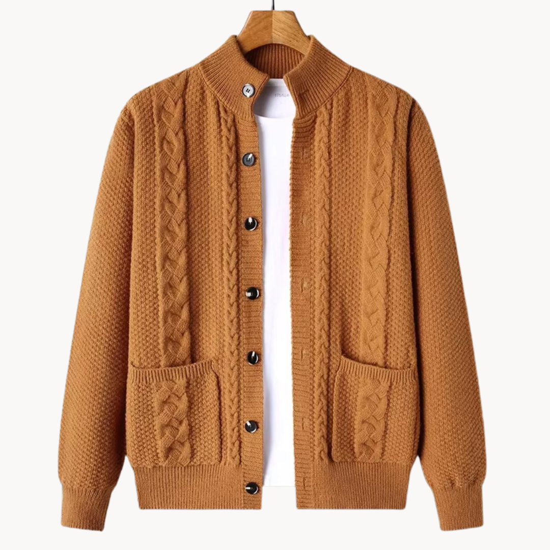 Gebreid Vest met Kabelpatroon en Knoopsluiting voor Mannen