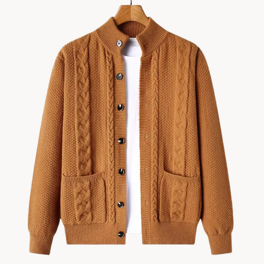 Gebreid Vest met Kabelpatroon en Knoopsluiting voor Mannen