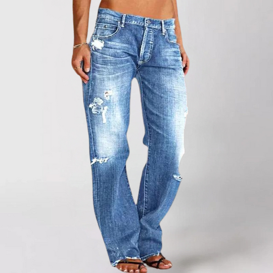Vintage Versleten Wijde Broek voor Vrouwen