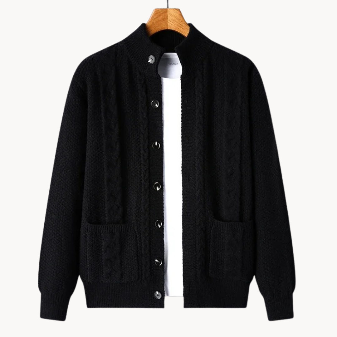 Gebreid Vest met Kabelpatroon en Knoopsluiting voor Mannen