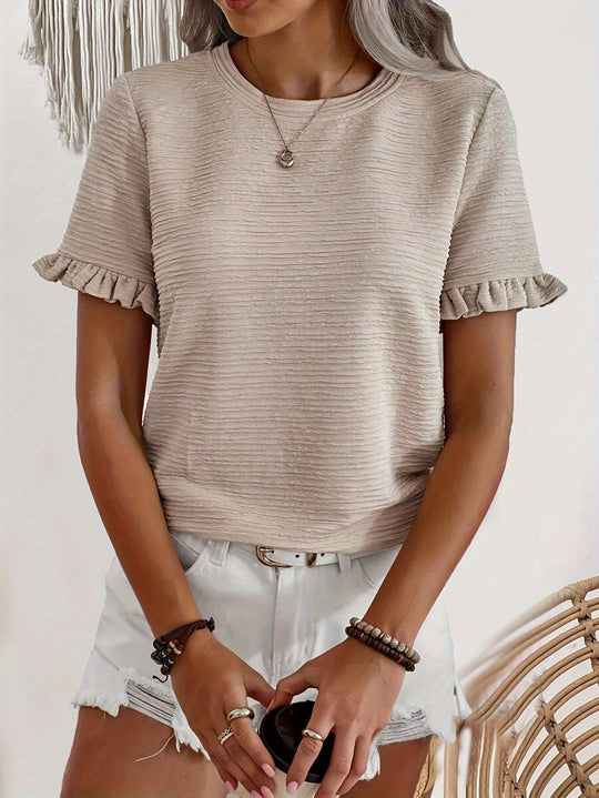 T-shirt met Ruches in Beige voor Vrouwen