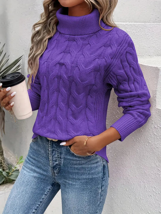 Klassieke Kabelgebreide Turtleneck Trui voor Vrouwen
