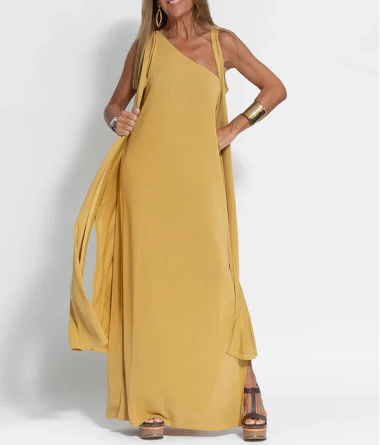 Elegante Asymmetrische One-Shoulder Maxi Jurk voor Vrouwen