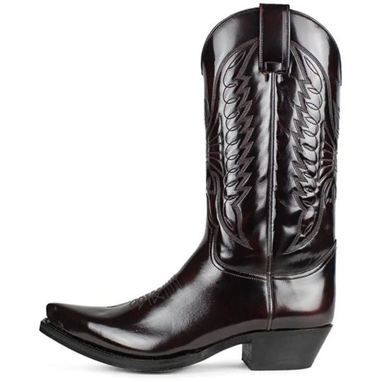 Premium Leren Westernlaarzen met Glans voor Mannen