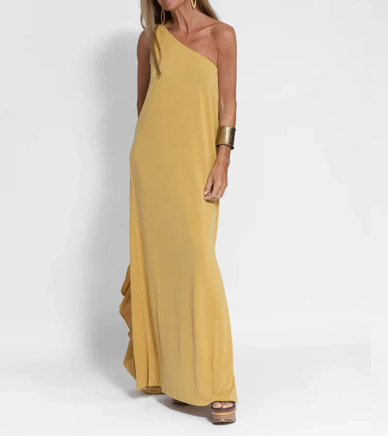 Elegante Asymmetrische One-Shoulder Maxi Jurk voor Vrouwen