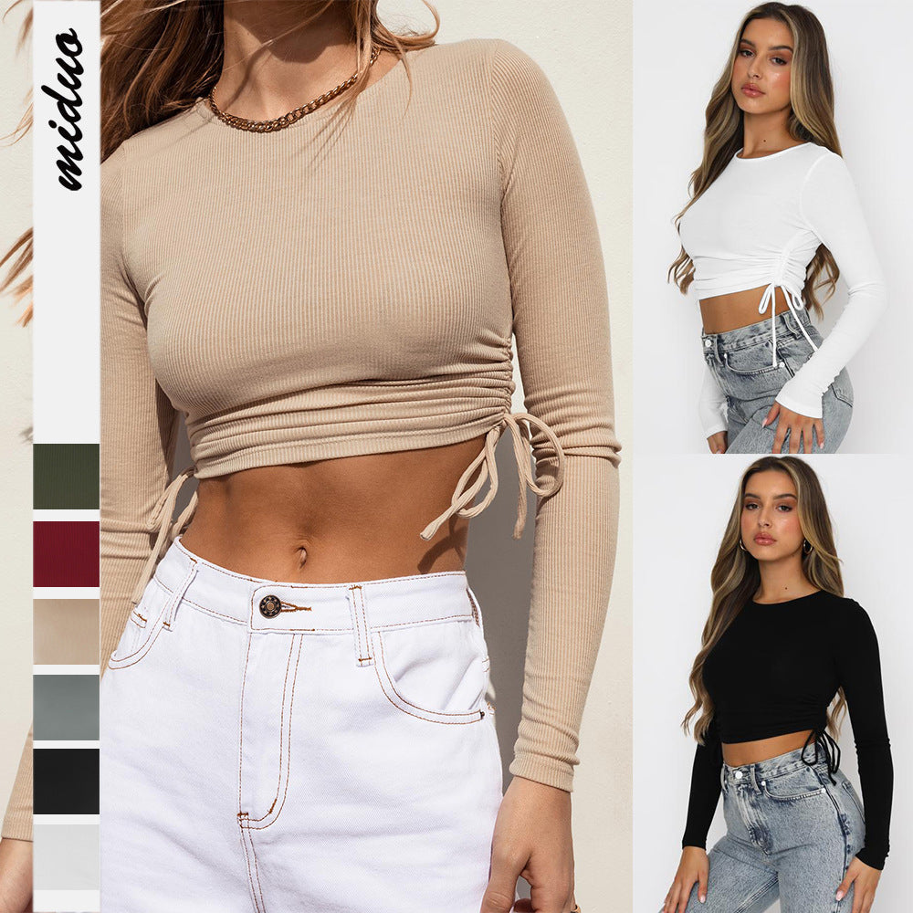 Top met Lange Mouwen en Geknoopt T-Shirt voor Vrouwen