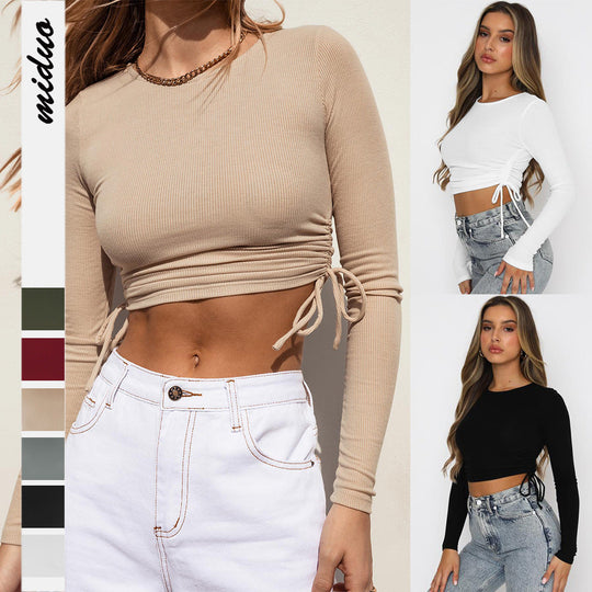 Top met Lange Mouwen en Geknoopt T-Shirt voor Vrouwen