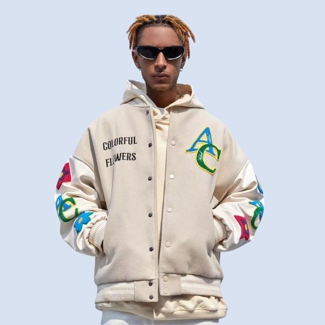 Trendy Varsity Jack met Letterprint voor Mannen