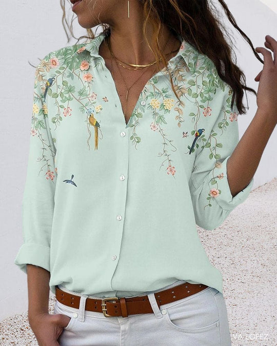 Bloemenprint Blouse met Lange Mouwen voor Vrouwen
