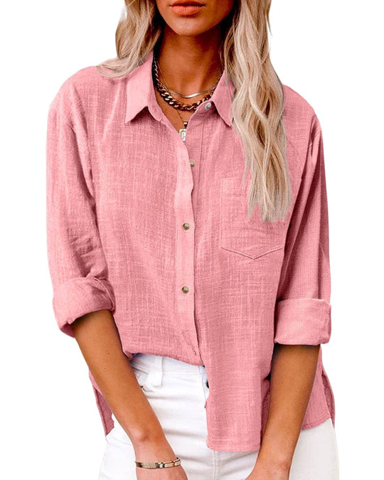 Elegante Lange Mouwen Blouse met Zak voor Vrouwen