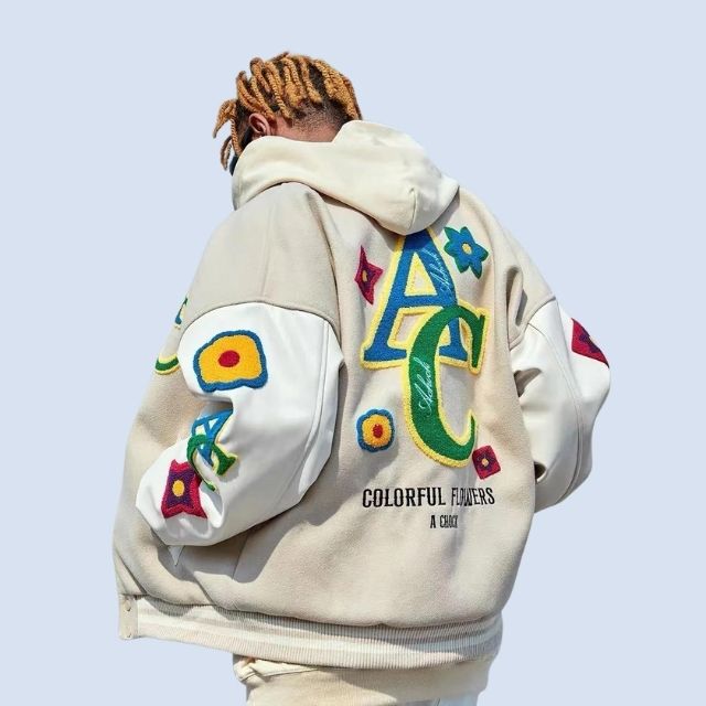 Trendy Varsity Jack met Letterprint voor Mannen