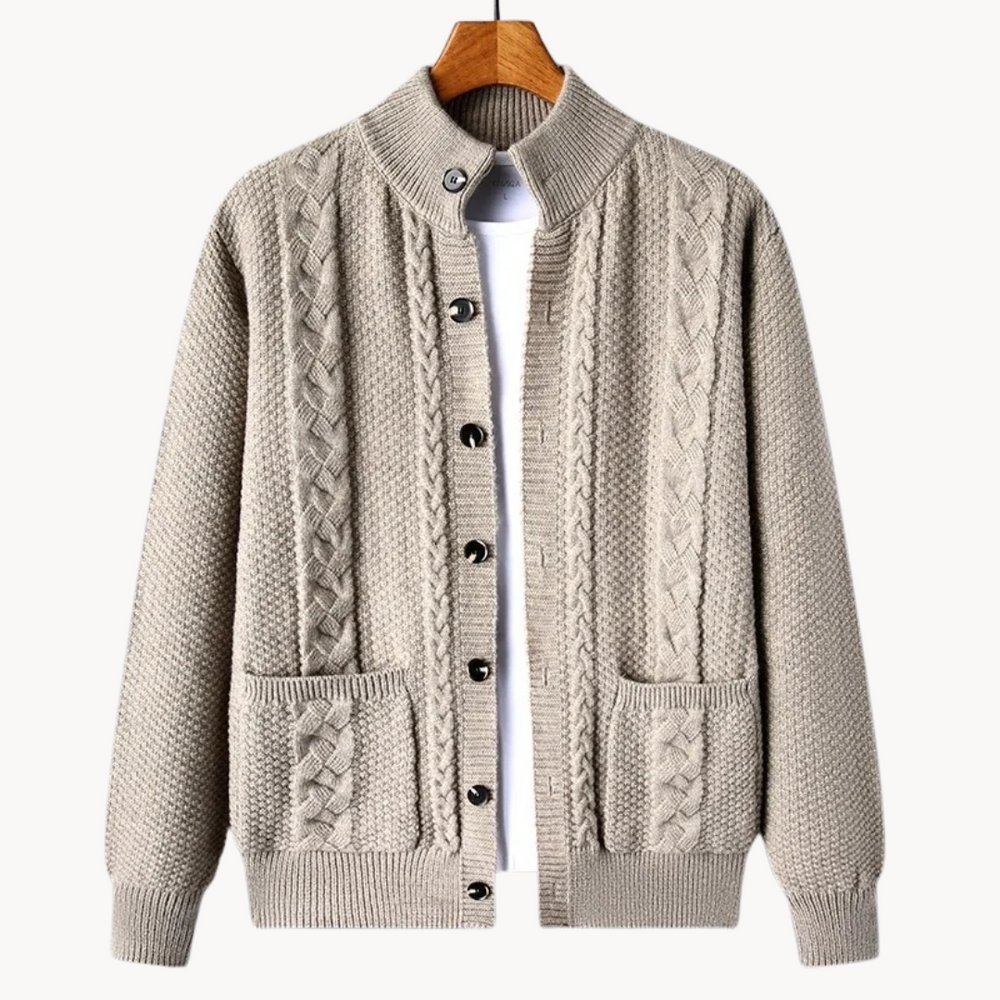 Stijlvolle Kabelgebreide Cardigan voor Mannen