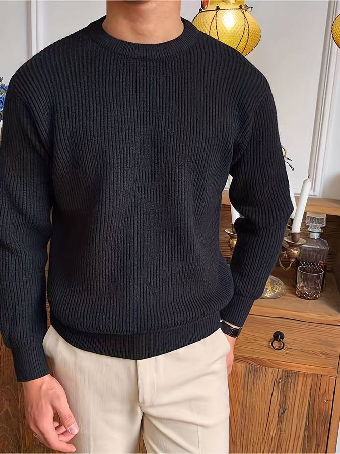 Geribbelde Gebreide Trui voor Mannen