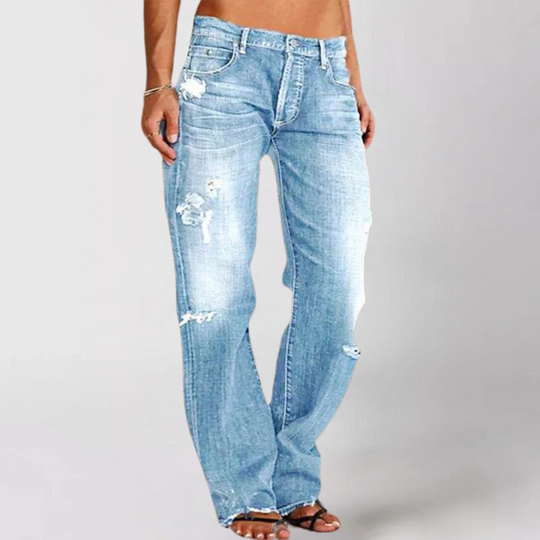 Vintage Versleten Wijde Broek voor Vrouwen