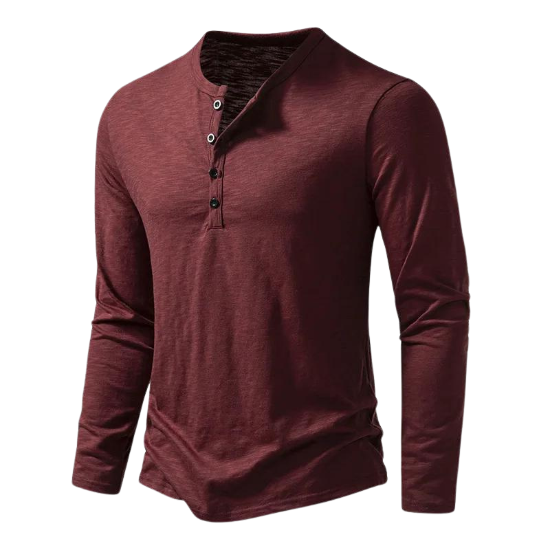 Casual Henley Shirt met Lange Mouwen voor Mannen