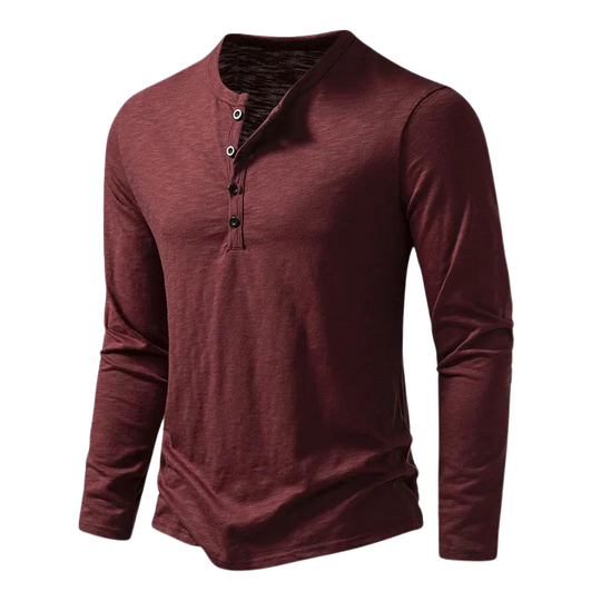 Casual Henley Shirt met Lange Mouwen voor Mannen