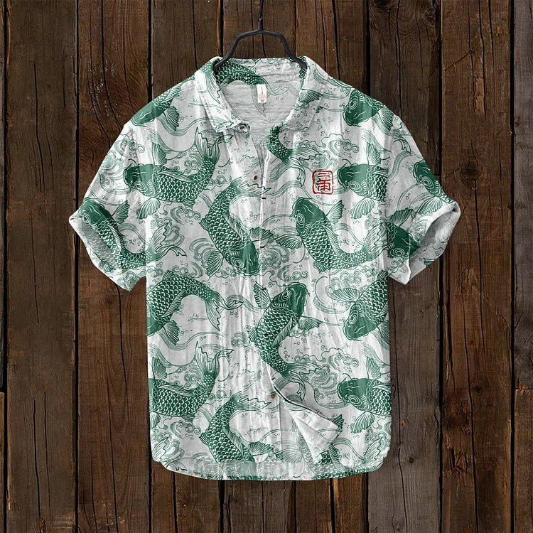 Trendy Overhemd met Japanse Print voor Mannen
